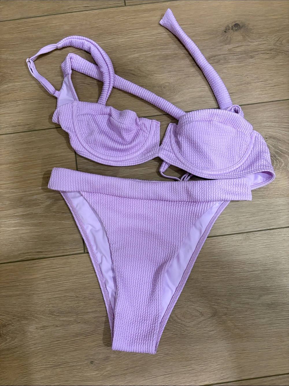 Monday Swimwear Lilac Ribbed Underwire Bikini Set - Picture 3 of 3